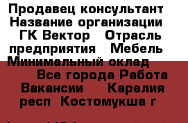Продавец-консультант › Название организации ­ ГК Вектор › Отрасль предприятия ­ Мебель › Минимальный оклад ­ 15 000 - Все города Работа » Вакансии   . Карелия респ.,Костомукша г.